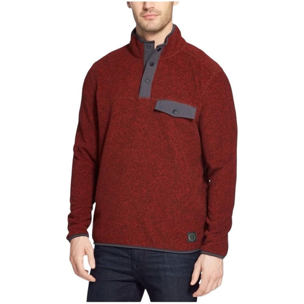 G.H. Bass & Co. Men's Arctic Fleece Sweatshirt Medium Red Heathered All Seasons